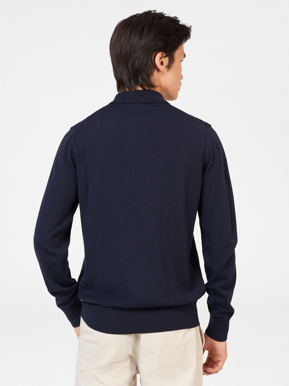 Pull à Col Polo Ben Sherman Block Stripe Merino Bleu Marine | PNZ-07431663